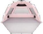 XX-Large Pop Up Beach Tent Sun Shelter for 5-6 Person Portable Sun Shade Instant Tent for Beach with Carrying Bag, Stakes, 6 Sand Pockets, Anti UV for Fishing Hiking Camping Pink