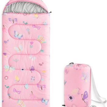 Kids Sleeping Bag for Girls Toddlers, Camping in Warm Cold Weather, Backpacking Lightweight Compact Outdoor Liner for 3 Seasons Summer Spring Fall