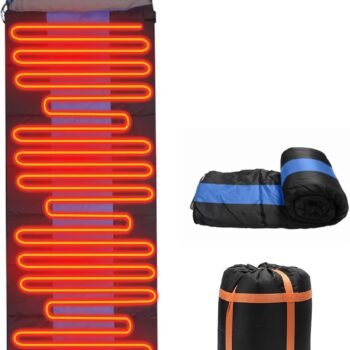 Sleeping Bags for Adults, Heated Sleeping Bag with 3 Adjustable Temperature, Waterproof USB Rechargeable Heating Pads, 0 Degree Sleeping Bag for Camping Cold Weather