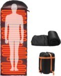 Sleeping Bags for Adults, Heated Sleeping Bag with 3 Adjustable Temperature, Waterproof USB Rechargeable Heating Pads, 0 Degree Sleeping Bag for Camping Cold Weather