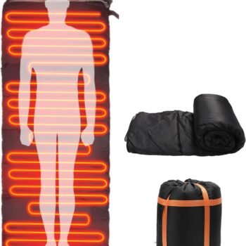 Sleeping Bags for Adults, Heated Sleeping Bag with 3 Adjustable Temperature, Waterproof USB Rechargeable Heating Pads, 0 Degree Sleeping Bag for Camping Cold Weather