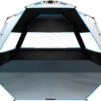 Beach Tent with Blackout Shelter Technology, Portable Beach Shade Sun Shelter Canopy for 4-6 Person with UPF 50+ UV Protection, Easy Setup Pop Up Tent Family Size