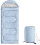 Kids Sleeping Bag for Boys Girls Toddlers, Camping in Warm Cold Weather, Backpacking Lightweight Compact Outdoor Liner for 3 Seasons, Farmhouse Ticking Stripe