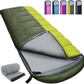 XL 10 Degree Sleeping Bags Waterproof for Adults 350GSM Machine Washable with Compression Sack for 3-4 Season Camping Outdoor
