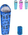 Mummy Style 32 – 59F Kids Sleeping Bag with Pillow Sleeve, 4 Season, Lightweight and Backpacking Style, Ideal for Camping, Sleepover, Boys, Girls, Youth and Toddlers