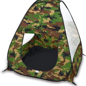 Military Pop Up Play Tent - Collapsible Army Indoor Outdoor Camouflage Playhouse Hunting Toy for Kids